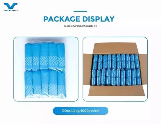 Wegwerp PP 10-20g Elastisch Blauw Anti-Slip Printed Shoe Cover Voor hoge standaard