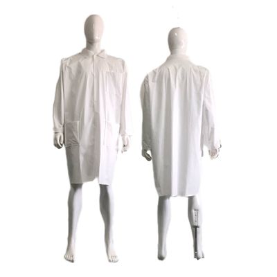 Wit, microporeus, waterdicht, stofdicht, unisex, uniform, labjas met elastische polsmanchetten