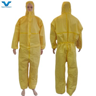 Chemische bescherming Eenmalige kleding in veiligheidsgeel met EN14605 standaard en CE