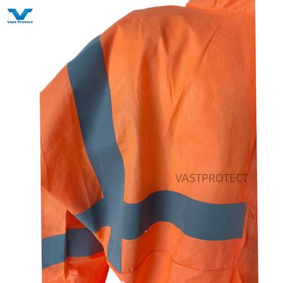CE Type 5 6 Gecertificeerd USA PPE Wegwerp-SMS 56GSM Oranje overalls met reflecterende band