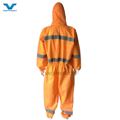 CE Type 5 6 Gecertificeerd USA PPE Wegwerp-SMS 56GSM Oranje overalls met reflecterende band