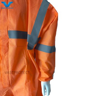 Industriële veiligheid Microporeuze SMS-beschermingspak in oranje met waterdichte functie