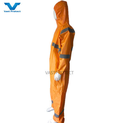EN1149 Coverall 56GSM Microporeus USA PPE wegwerpmateriaal met oranje reflecterende tape