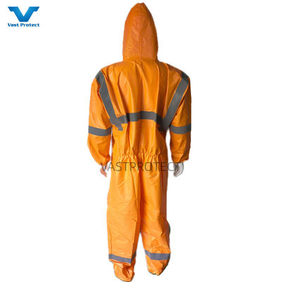 EN1149 Coverall 56GSM Microporeus USA PPE wegwerpmateriaal met oranje reflecterende tape