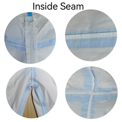 55 gms-70 gms EN14126 Type 5 6 Eenmalige overalls met thermisch afdichte naadband
