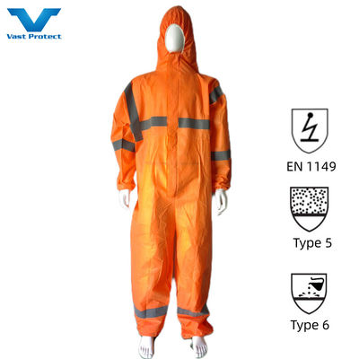 Categorie 3 III Type 5 6 Eenmalige overalls met elastische polsen en enkels Niet-geweven SMS