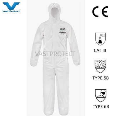 VPT621 PPE industriële veiligheid waterdicht ademend chemisch wit wegwerpoveralls