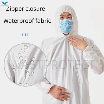 VPT621 PPE industriële veiligheid waterdicht ademend chemisch wit wegwerpoveralls