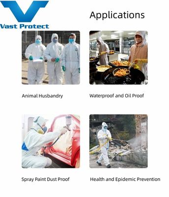 PP PE 55GSM Hooded Protective White Tyvek 400 Overalls met aanpassing