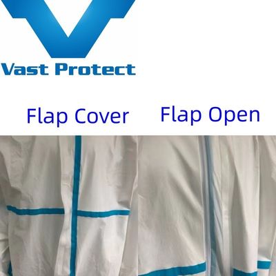 Gepersonaliseerde witte wegwerp microfilm coverall blauwe tape verzoek met aanpassing
