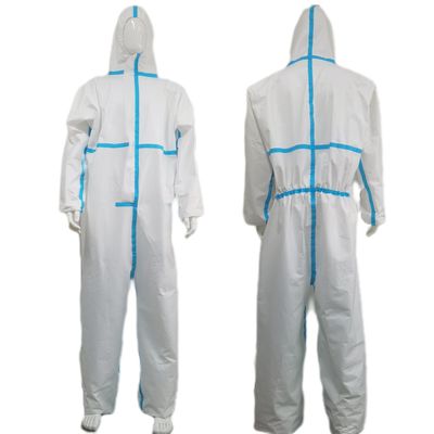 Microporeuze film beschermende witte overalls met hoed met stick strip monsters