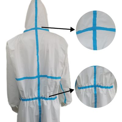 Microporeuze film beschermende witte overalls met hoed met stick strip monsters