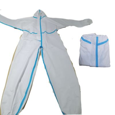 Microporeuze film beschermende witte overalls met hoed met stick strip monsters