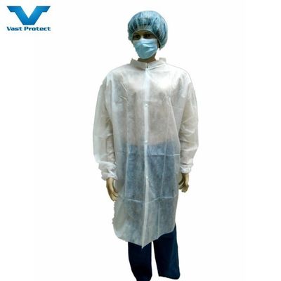 Waterdicht niet-geweven labjas Uniform Voor werkkleding Bezoekers sluiting Zipper OEM aanvaard