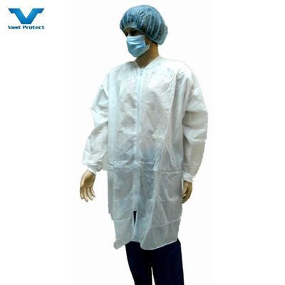 Waterdicht niet-geweven labjas Uniform Voor werkkleding Bezoekers sluiting Zipper OEM aanvaard