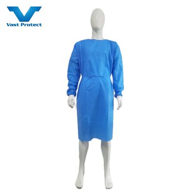 Vloeistofbestendige antistatische chirurgische jurken VASTPROTECT-501 45GSM SMS Stof Hypo Allergene Gebreide Mansetten