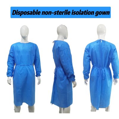Beschermende chirurgische jurk met gebreide manchetten zachte antistatische stof VPT-501 Neck/Back Closure Blauw PP Nonwoven