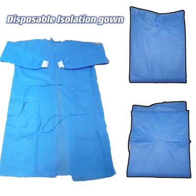 Beschermende chirurgische jurk met gebreide manchetten zachte antistatische stof VPT-501 Neck/Back Closure Blauw PP Nonwoven