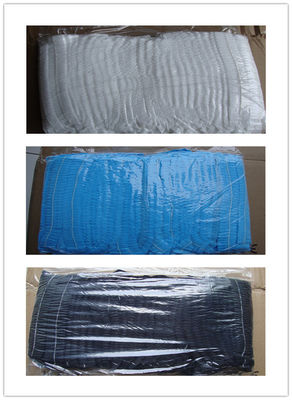 18" Zwarte wegwerp niet-geweven PP Clip Strip Bouffant Hairnet Mob Cap met enkelvoudige of dubbele elastische CE-certificering