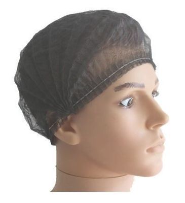 18" Zwarte wegwerp niet-geweven PP Clip Strip Bouffant Hairnet Mob Cap met enkelvoudige of dubbele elastische CE-certificering