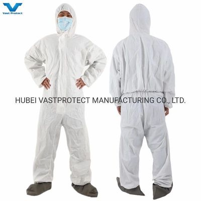 Standaard Type 5 6 Niet-geweven microporeuze eenmalige overalls met grijze anti-glij schoenen
