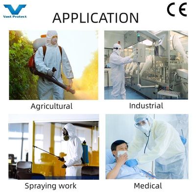 VASTPROTECT-604 Witte 60GSM PP PE Type5 6 Coverall voor de Amerikaanse markt OEM-aanvaarding