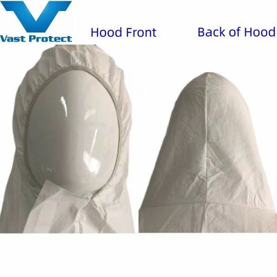 Eenmalige witte microporeuze beschermingsoverkleding met gebonden naden en scheurbestand