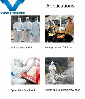 VASTPROTECT-604 PP PE Witte wegwerpkleding type 5 6 Chemische beschermingsoveralls