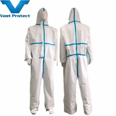 Eenmalige witte microporeuze schoonkamerkleding met kap en ademend vermogen
