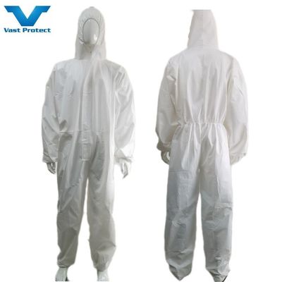 Voldoende voorraad wegwerpoveralls met microporen CE type5 6 Wit met elastische pols