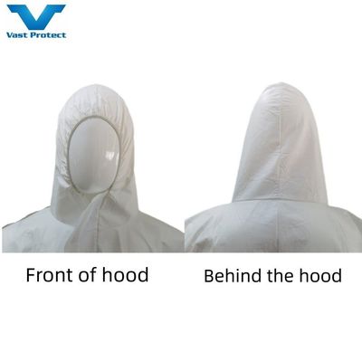 Witte beschermende isolatiepak PPE CE type5 6 Microporeuze overalls met hoed OEM aanvaard