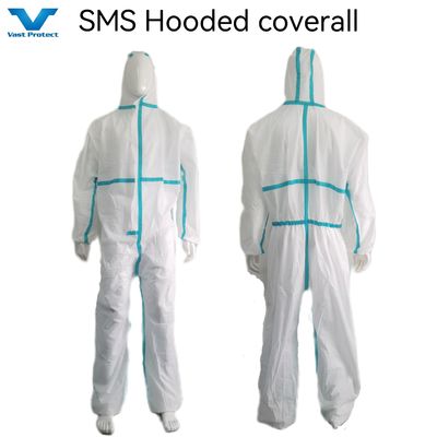 175*140cm Eenmalige beschermende isolatie SMS Niet-geweven overkleding met thermisch getapeerde naad