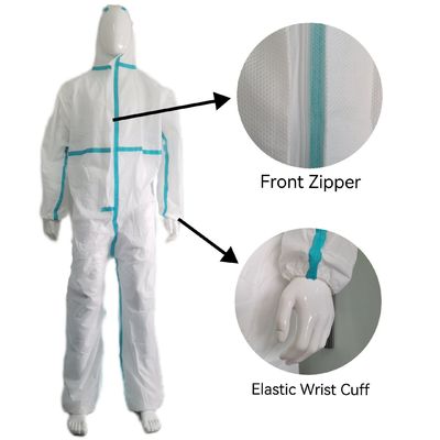 175*140cm Eenmalige beschermende isolatie SMS Niet-geweven overkleding met thermisch getapeerde naad