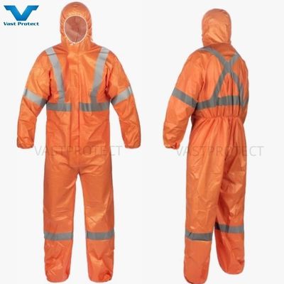CE-type 4/5/6 Wegwerpbi-kleurige Tyvek-overhemd met reflecterende strepen en beschermend materiaal
