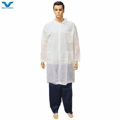Elastische manchet Zipper Magic Tape Velco Pockets Niet-geweven PP Lab Coat voor M L XL XXL maten