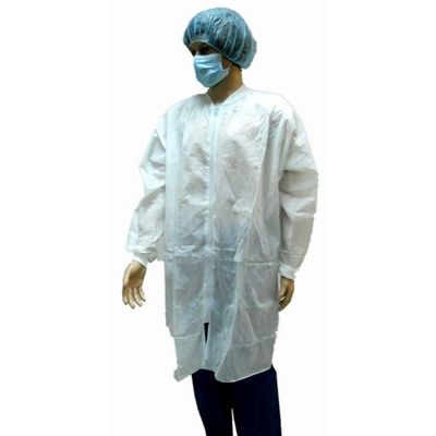 Elastische manchet Zipper Magic Tape Velco Pockets Niet-geweven PP Lab Coat voor M L XL XXL maten
