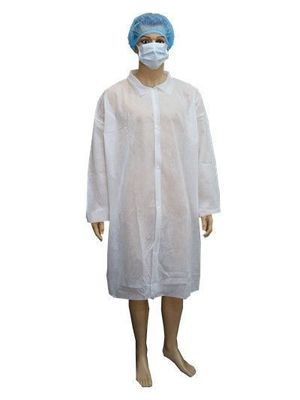 Elastische manchet Zipper Magic Tape Velco Pockets Niet-geweven PP Lab Coat voor M L XL XXL maten