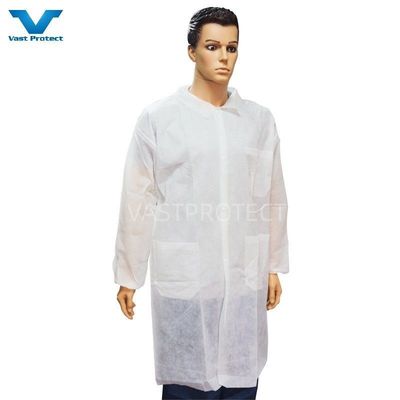 Elastische manchet Zipper Magic Tape Velco Pockets Niet-geweven PP Lab Coat voor M L XL XXL maten