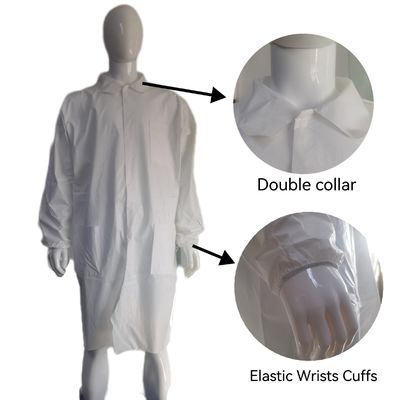 Industriële veiligheid PPE stofdicht 50GSM Wit wegwerplaborkleed met chemische weerstand