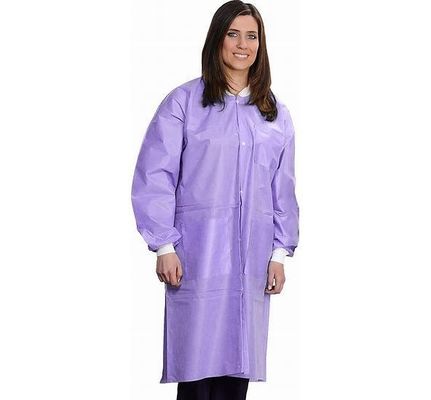 Volwassenen SMS Medisch Lab Jacket Wegwerp knie lengte met gebreide manchet kraag en 3 zakken