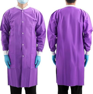 Volwassenen SMS Medisch Lab Jacket Wegwerp knie lengte met gebreide manchet kraag en 3 zakken