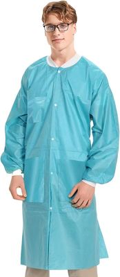 Volwassenen SMS Medisch Lab Jacket Wegwerp knie lengte met gebreide manchet kraag en 3 zakken