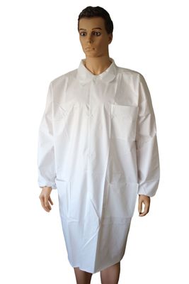 Unisex wegwerpwit polypropyleen werkkleding met elastische polsen en haaklusbinders
