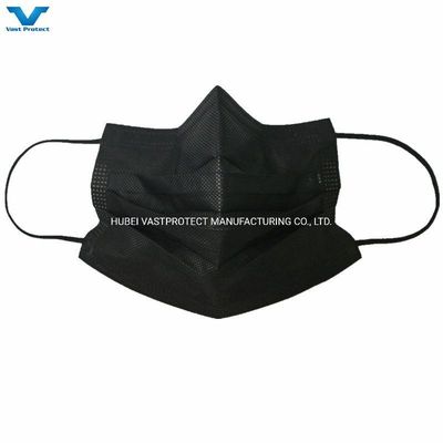 Flat Bfe 90 95 99 Beschermende oorloop PP 3voudige niet-geweven wegwerpzwart witte gezichtsmasker