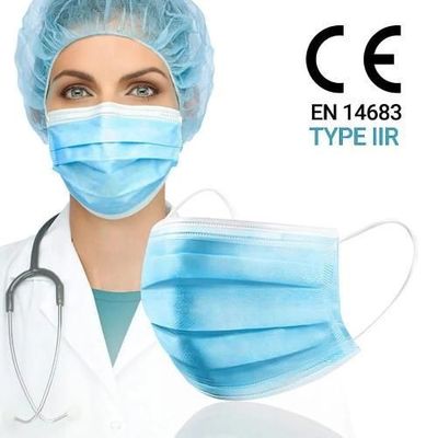 Tipe I ademend comfortabel 3 plooien medisch wegwerpgezichtmasker met elastische oorloop