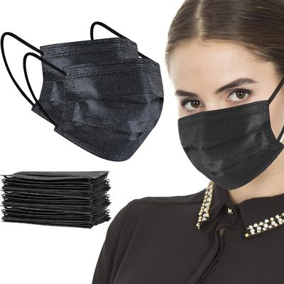 Beschermend chirurgisch medisch eenmalig gezichtsmasker met zwarte 3 plooienfilterbescherming