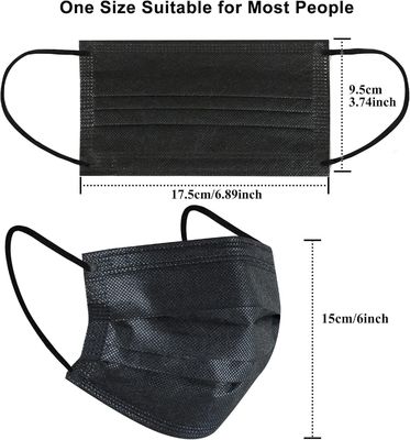 Beschermend chirurgisch medisch eenmalig gezichtsmasker met zwarte 3 plooienfilterbescherming