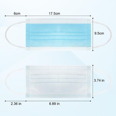 Volwassenen ademend zacht comfortabel 3 pleister wegwerpgezicht masker met oorloop 14,5 * 9,5 cm