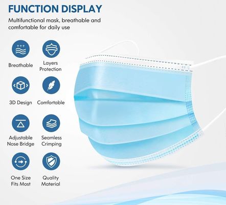 Flat ASTM Level 2 wegwerpmasker met neusclip elastisch CE ISO 13485 FDA Bef 98%