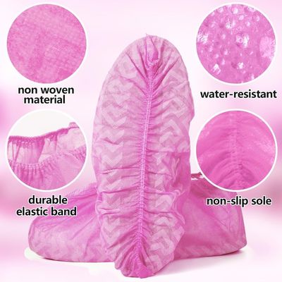 Afdrukken van het logo Roze niet-glijdende eenmalige schoenenbekleding voor tandbescherming en comfort
